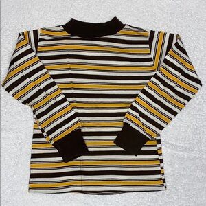 Vintage buster brand Striped Kids long sleeve  Shirt Brown, Yellow, and White 6